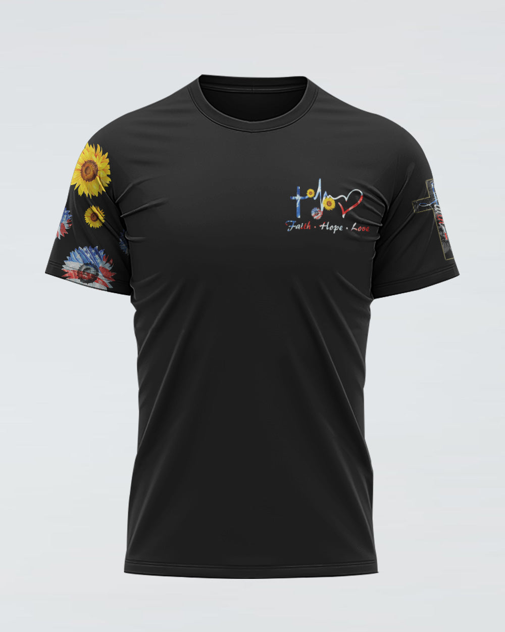 Sunflower America Faith Flag Women's Christian Tshirt