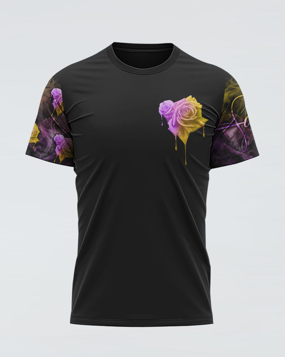 Faith Rose Cross Colorful Smoke Women's Christian Tshirt
