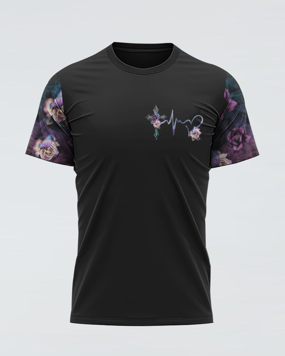 Faith Cross Floral Butterfly Women's Christian Tshirt