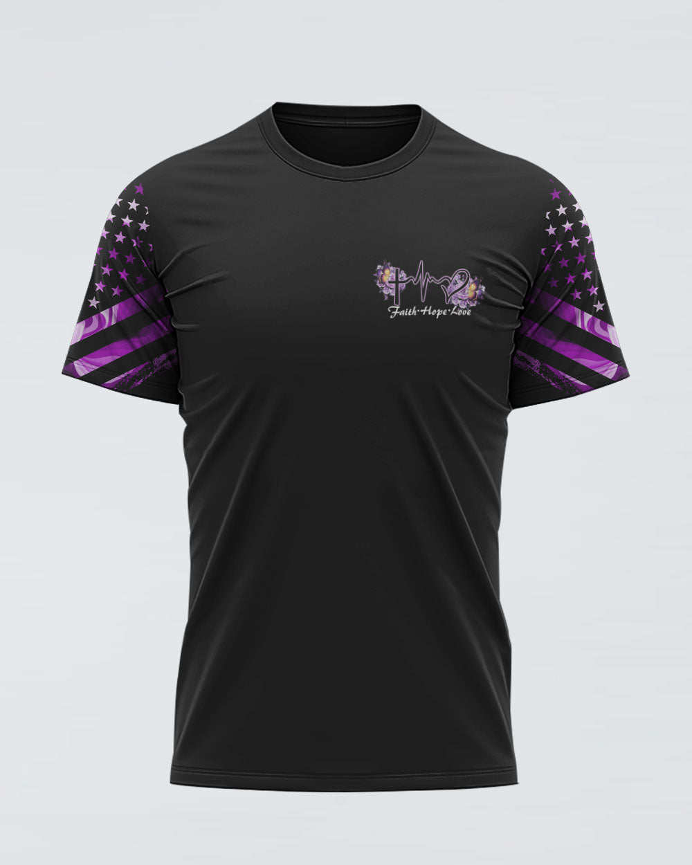 Purple Butterfly Rose Cross Faith Flag Women's Christian Tshirt