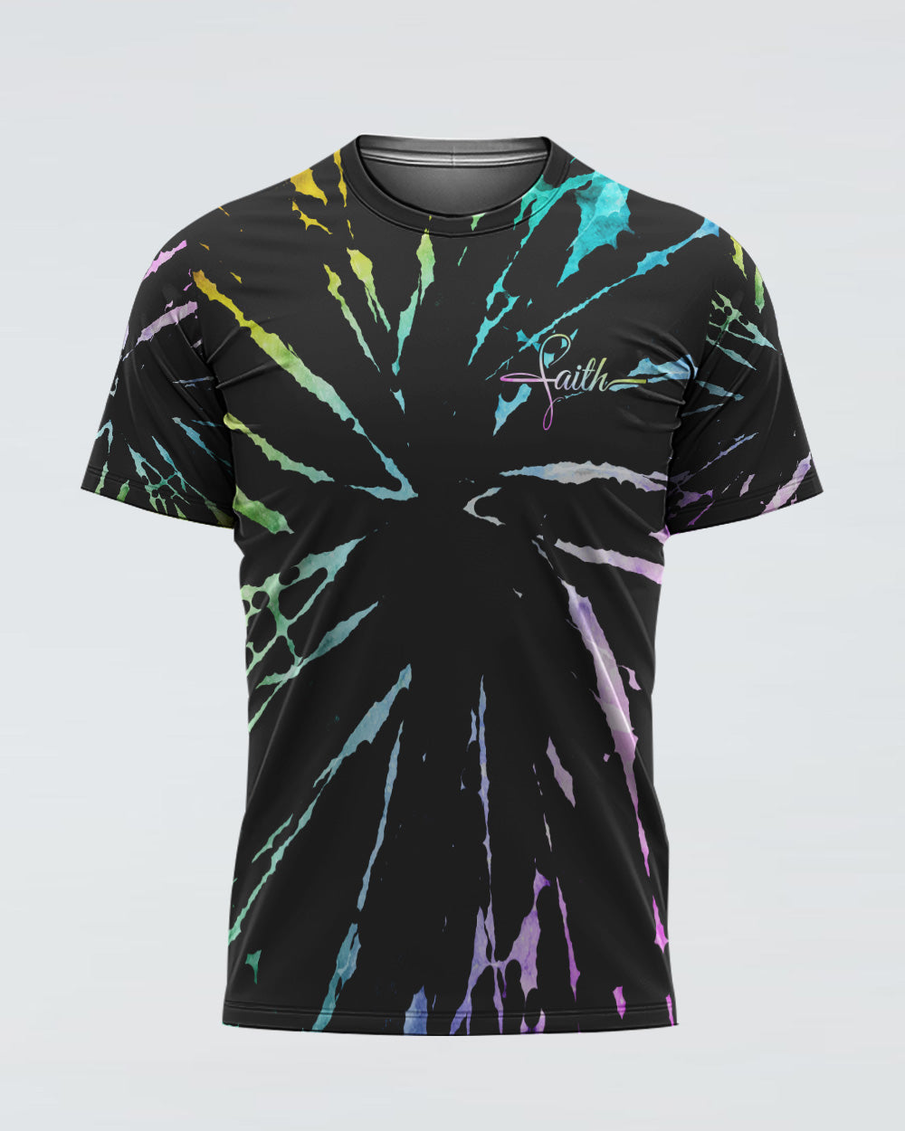 Faith Cross Rainbow Sunflower Tie Dye Women's Christian Tshirt