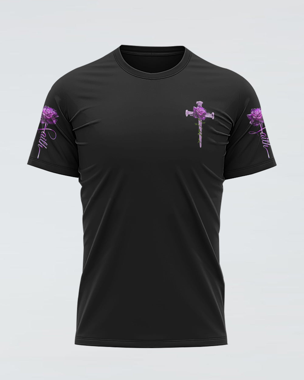 Vintage Cross Purple Rose Smoke Cross Women's Christian Tshirt