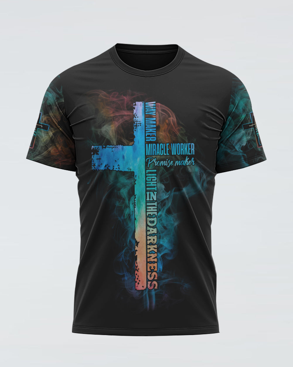 Way Maker Miracle Worker Lion Cross Smoke Women's Christian Tshirt