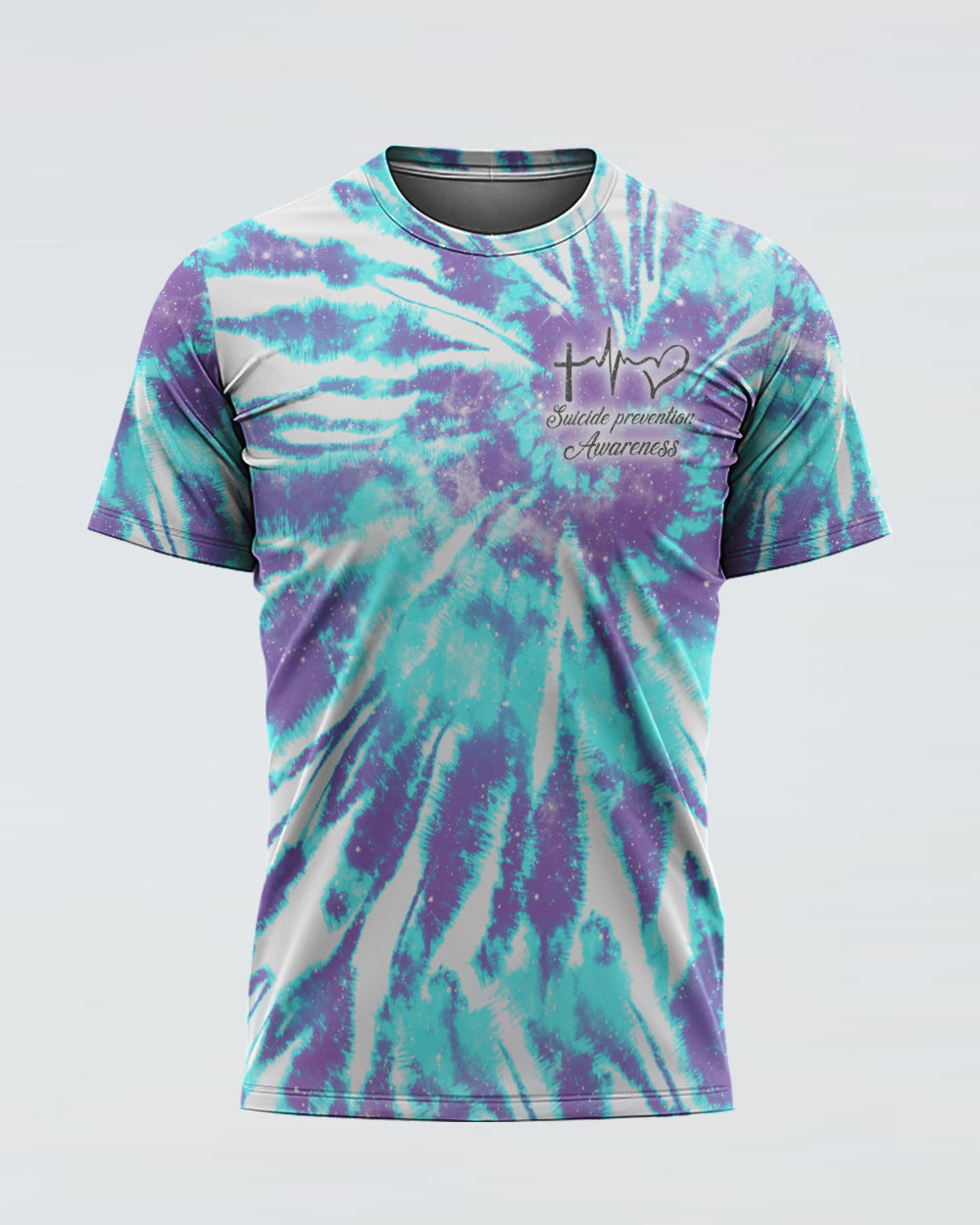 Faith Cross Sunflower Full Tie Dye Women's Suicide Prevention Awareness Tshirt