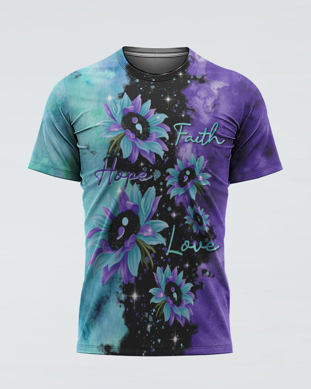 Faith Hope Love Sunflower Galaxy Women's Christian Tshirt
