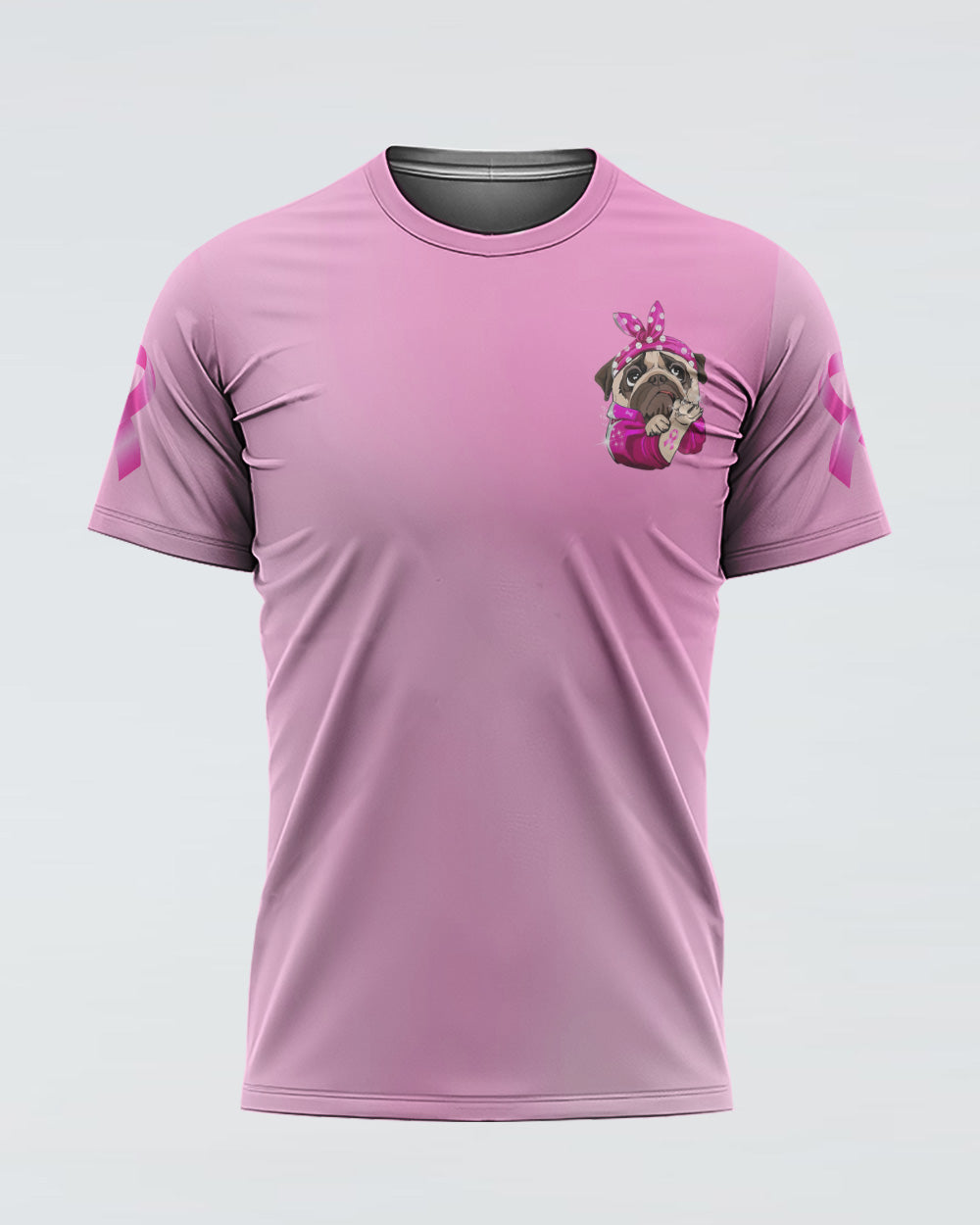 Think Pawsitive Pink Headband PullDog Women's Breast Cancer Awareness Tshirt