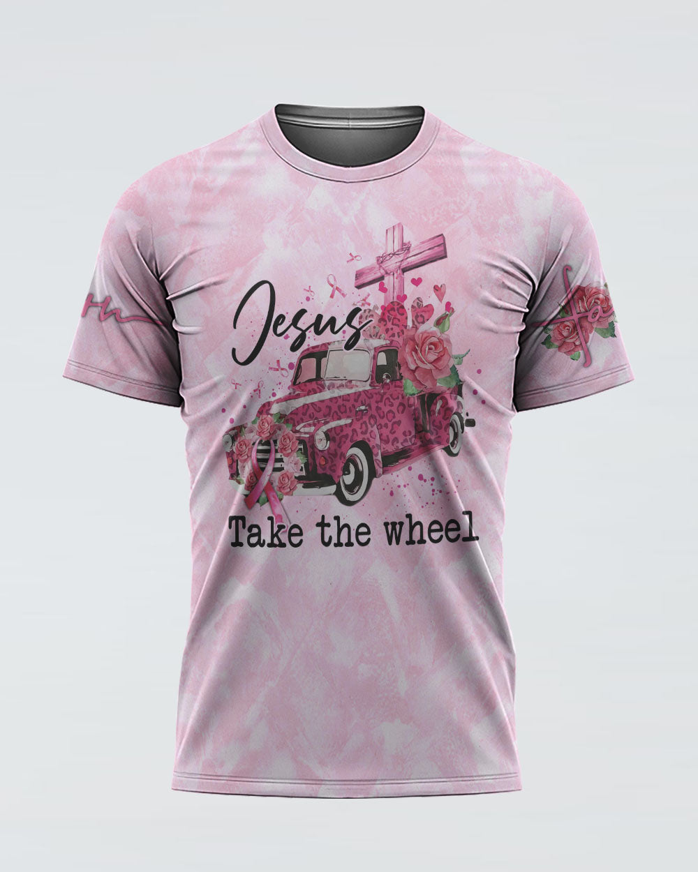 Jesus Take The Wheel Women's Breast Cancer Awareness Tshirt