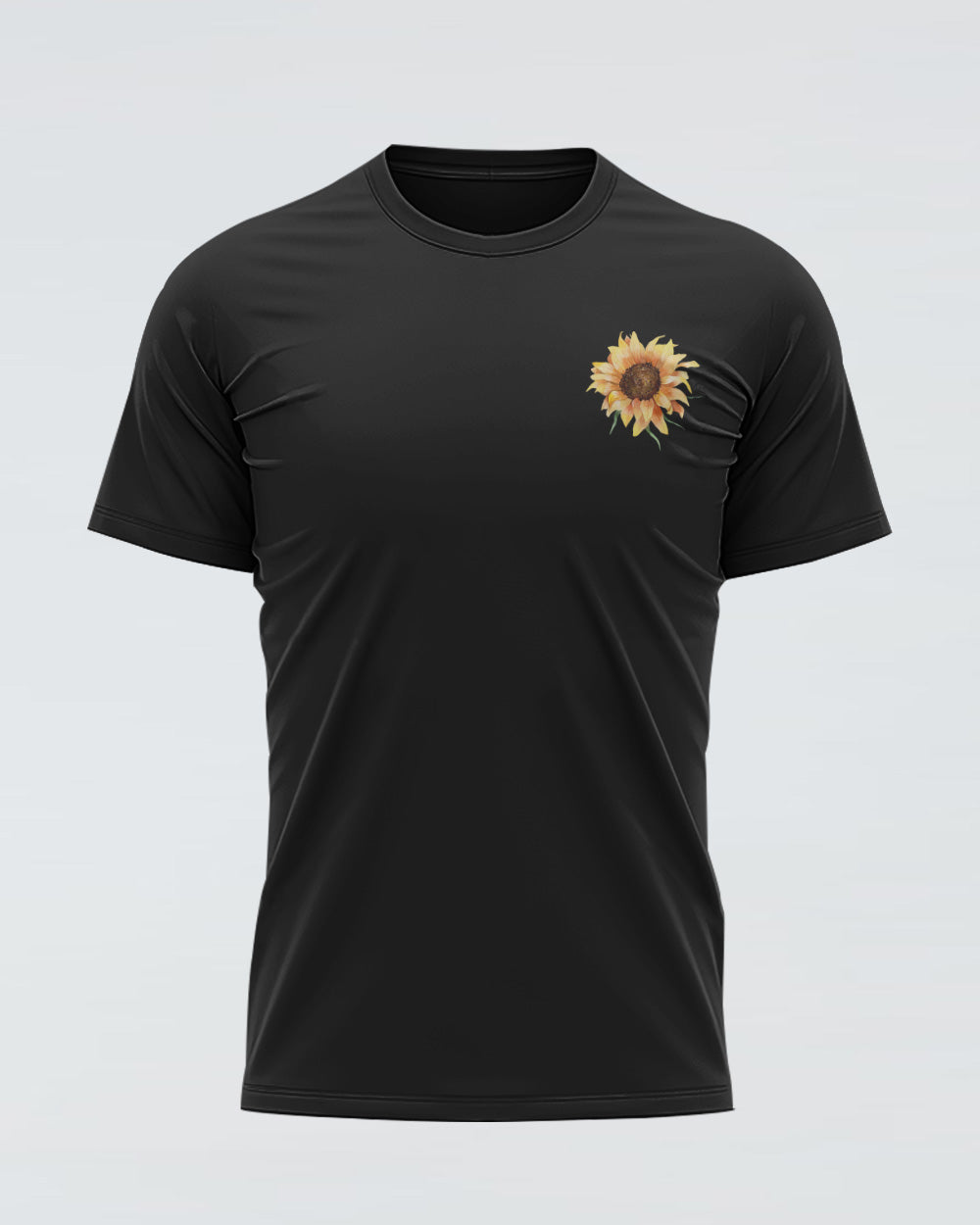Fé Sunflower Cross American Flag Women's Christian Tshirt
