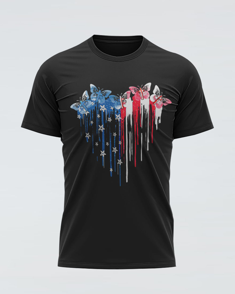 Butterfly Cross Melt Heart Flag Women's Christian Tshirt
