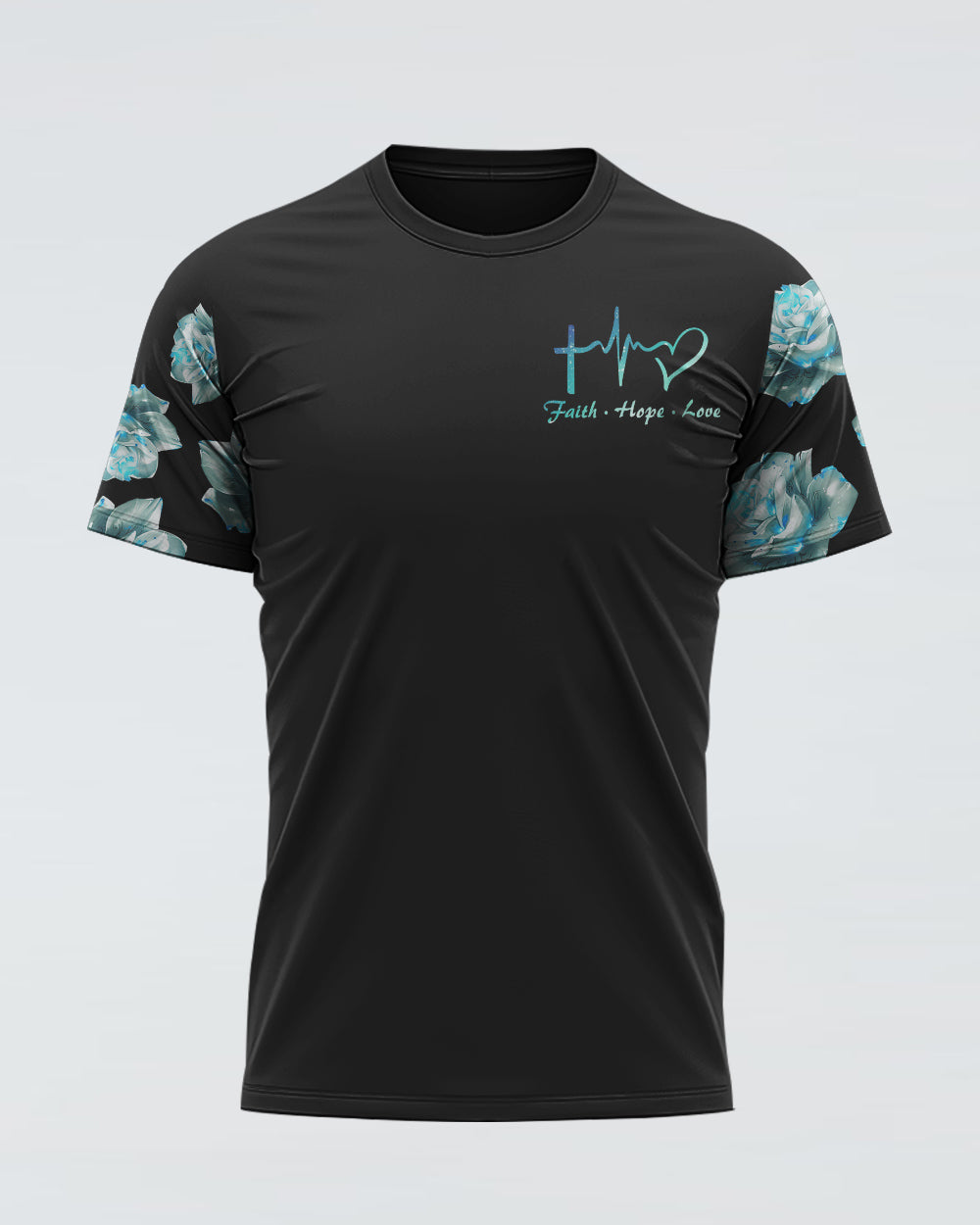 Faith Fire Rose Cross Light Smoke Women's Christian Tshirt