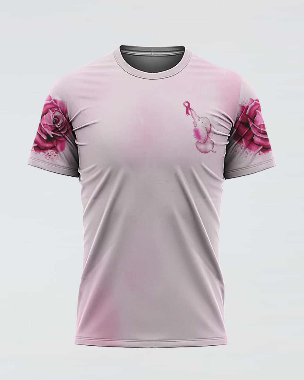 Never Give Up Rose Elephant Women's Breast Cancer Awareness Tshirt