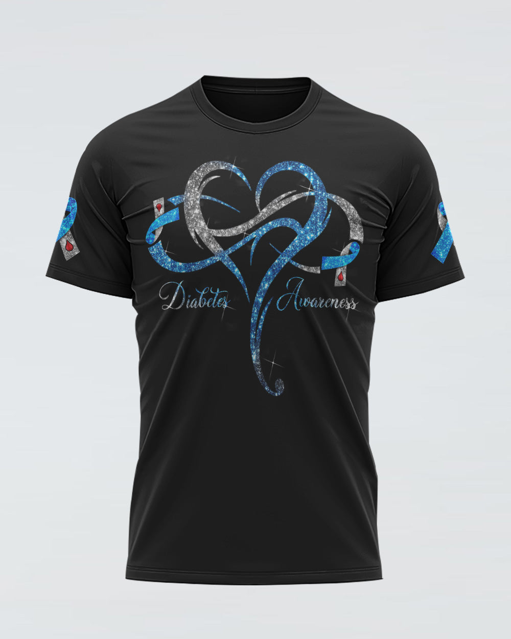Never Give Up Wings Glitter Women's Diabetes Awareness Tshirt