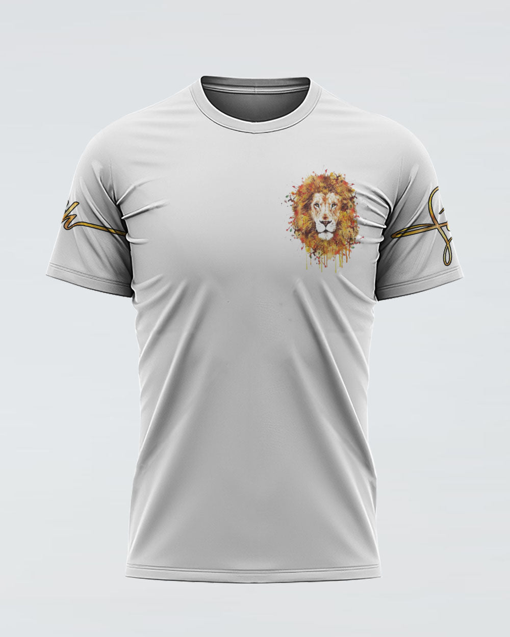 Faith Watercolor Lion Cross Women's Christian Tshirt