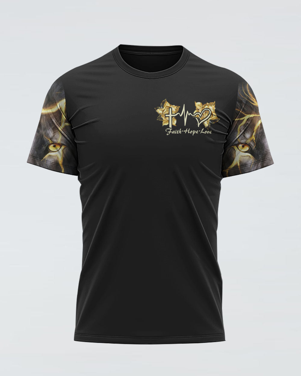Lion Gold Rose Cross Women's Christian Tshirt