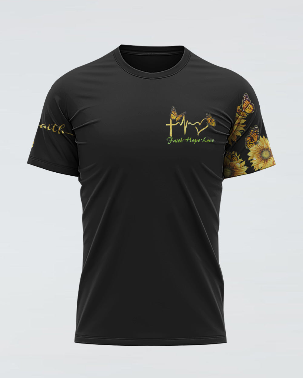Sunflower Faith Cross Painting Women's Christian Tshirt