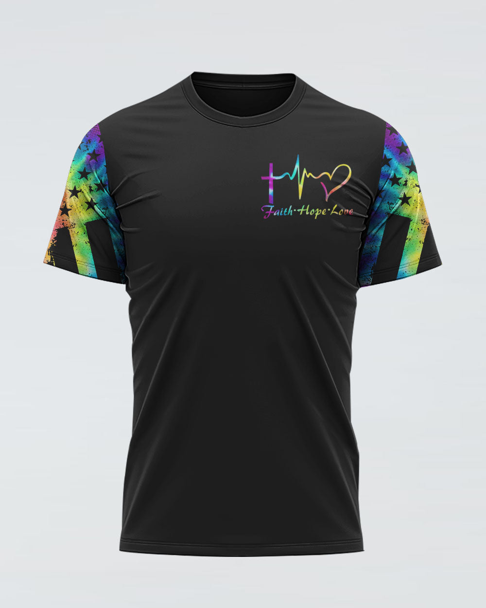 Faith Cross Wings Colorful Women's Christian Tshirt