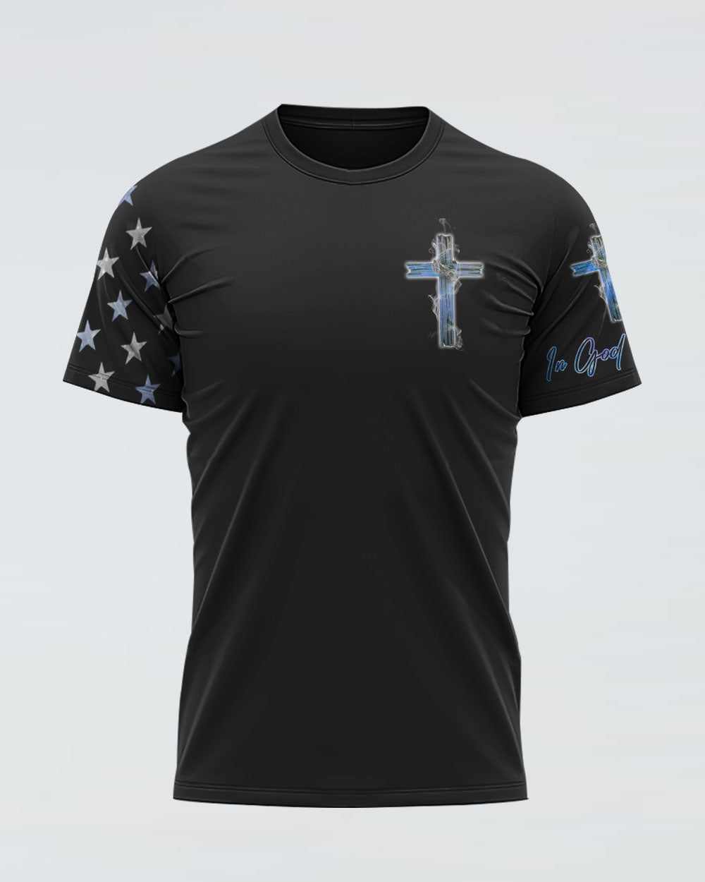 Faith Jesus Cross Galaxy Flag Women's Christian Tshirt