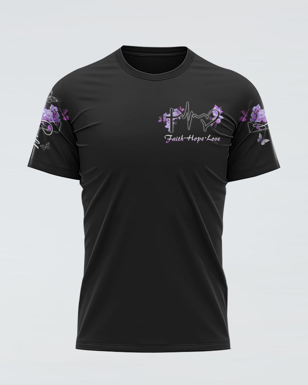 Butterfly Purple Cross Faith Women's Christian Tshirt