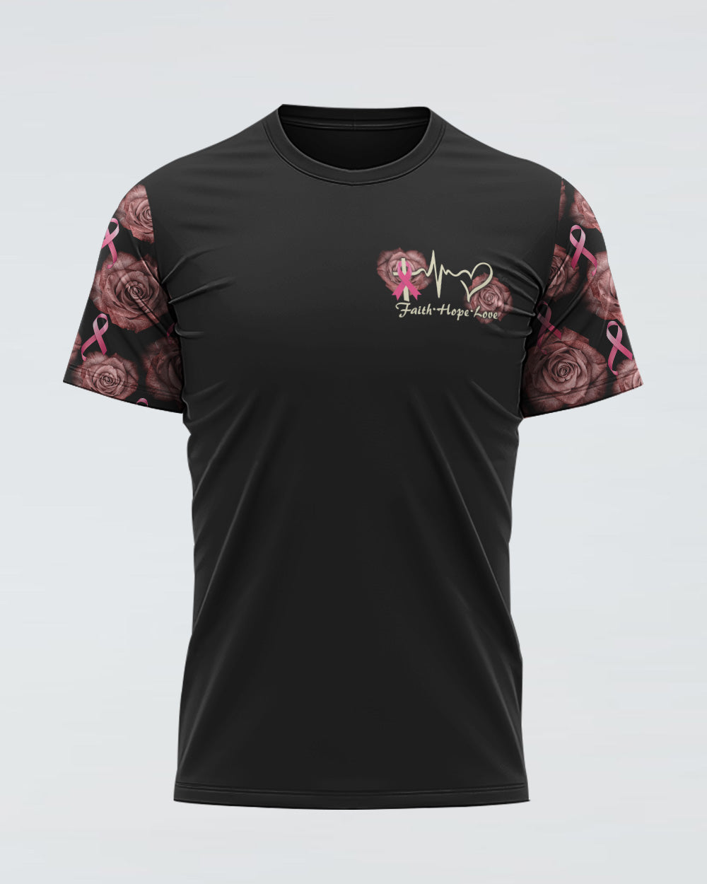 Faith Rose Cross Ribbon Wings Women's Christian Tshirt