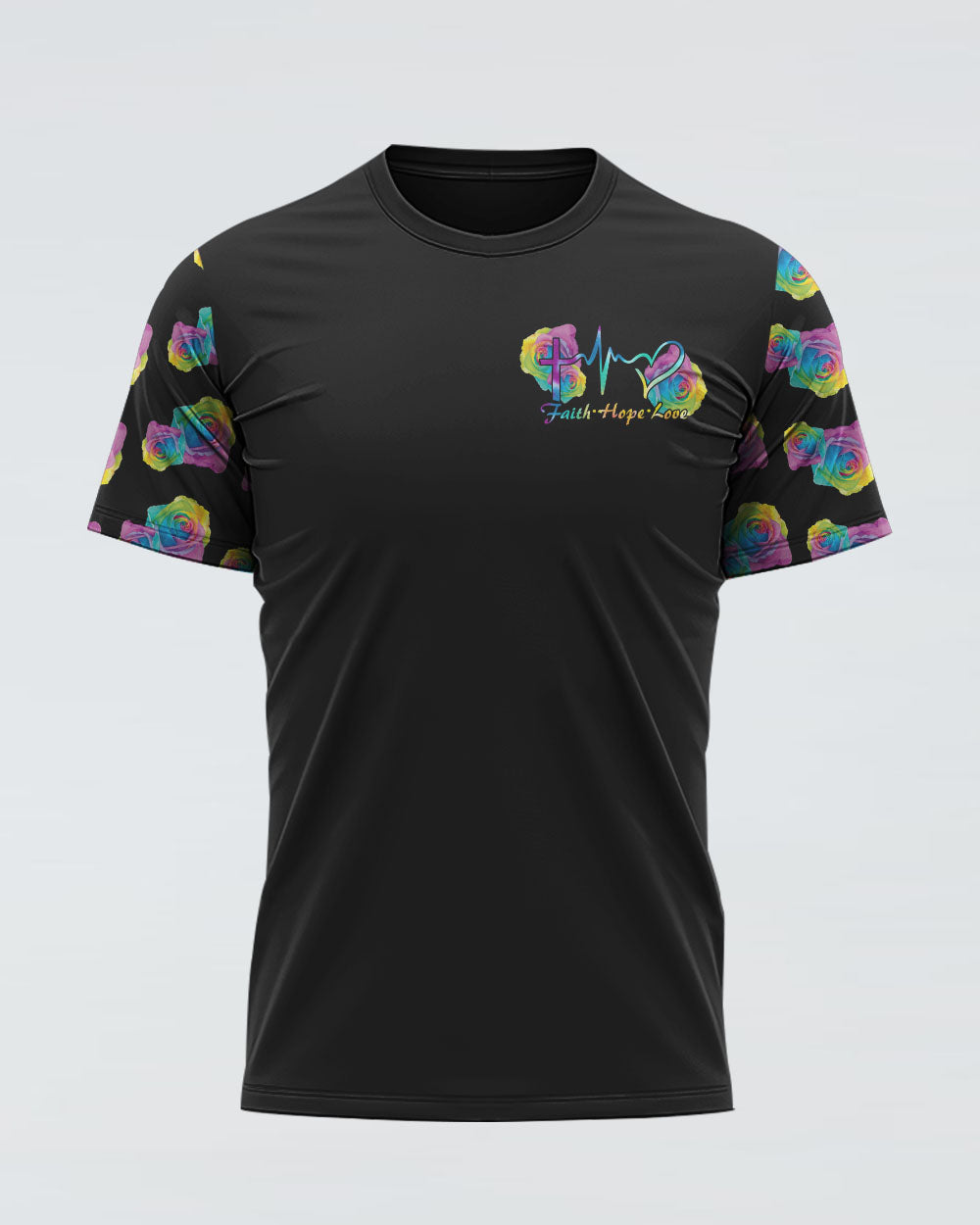 Cross Rose Wings Colorful Women's Christian Tshirt