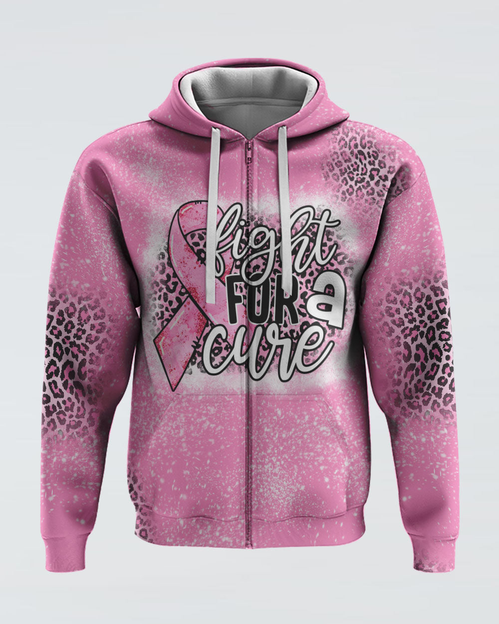 Fight For A Cure Pink Leopard Beached Women's Breast Cancer Awareness Hoodie