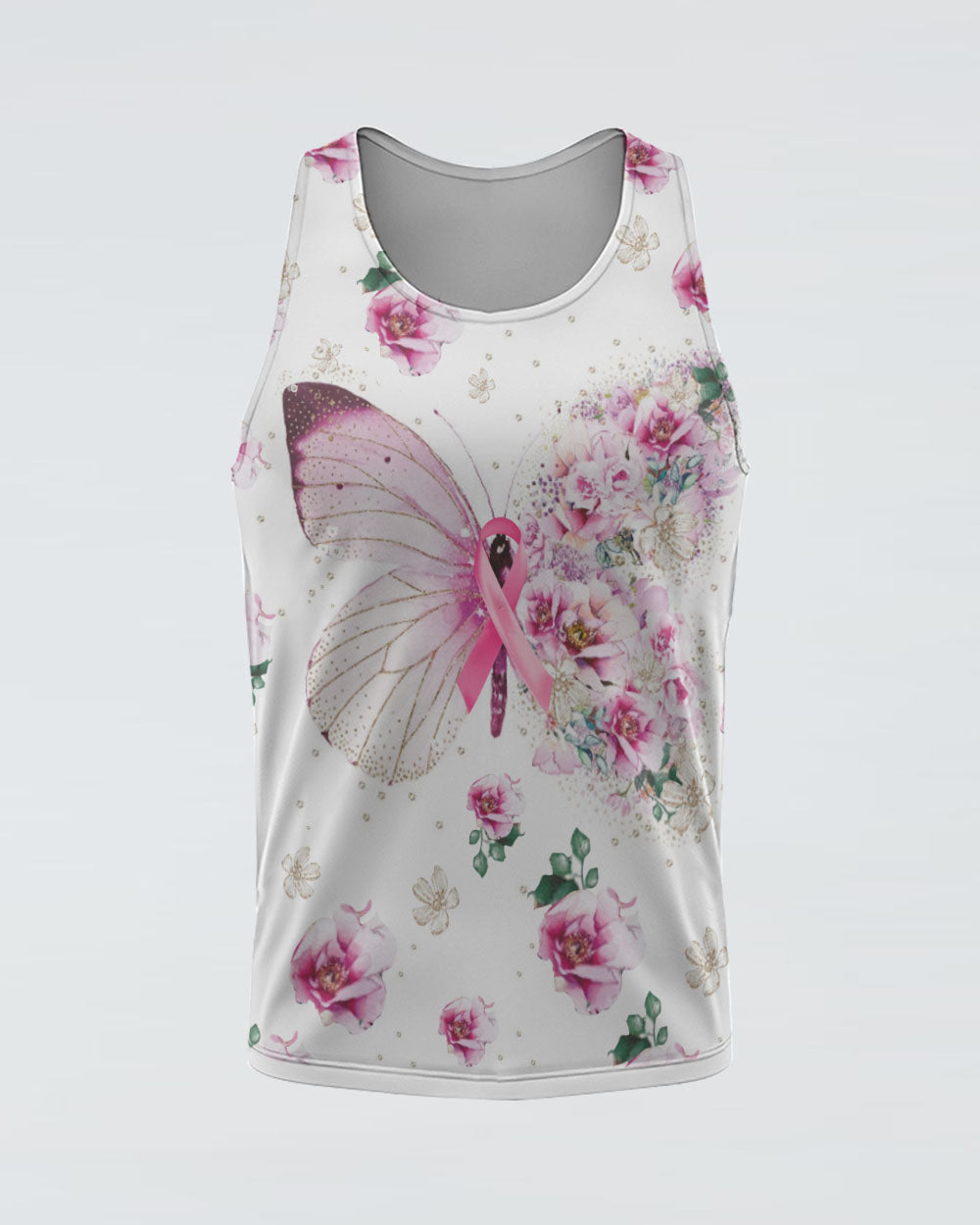 Butterfly Floral Ribbon Women's Breast Cancer Awareness Tanks
