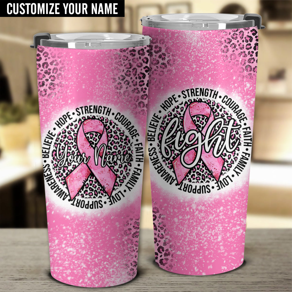 Breast Cancer Awareness  Personalized Fight Cancer Circle Tumbler - Tlno0210214ki